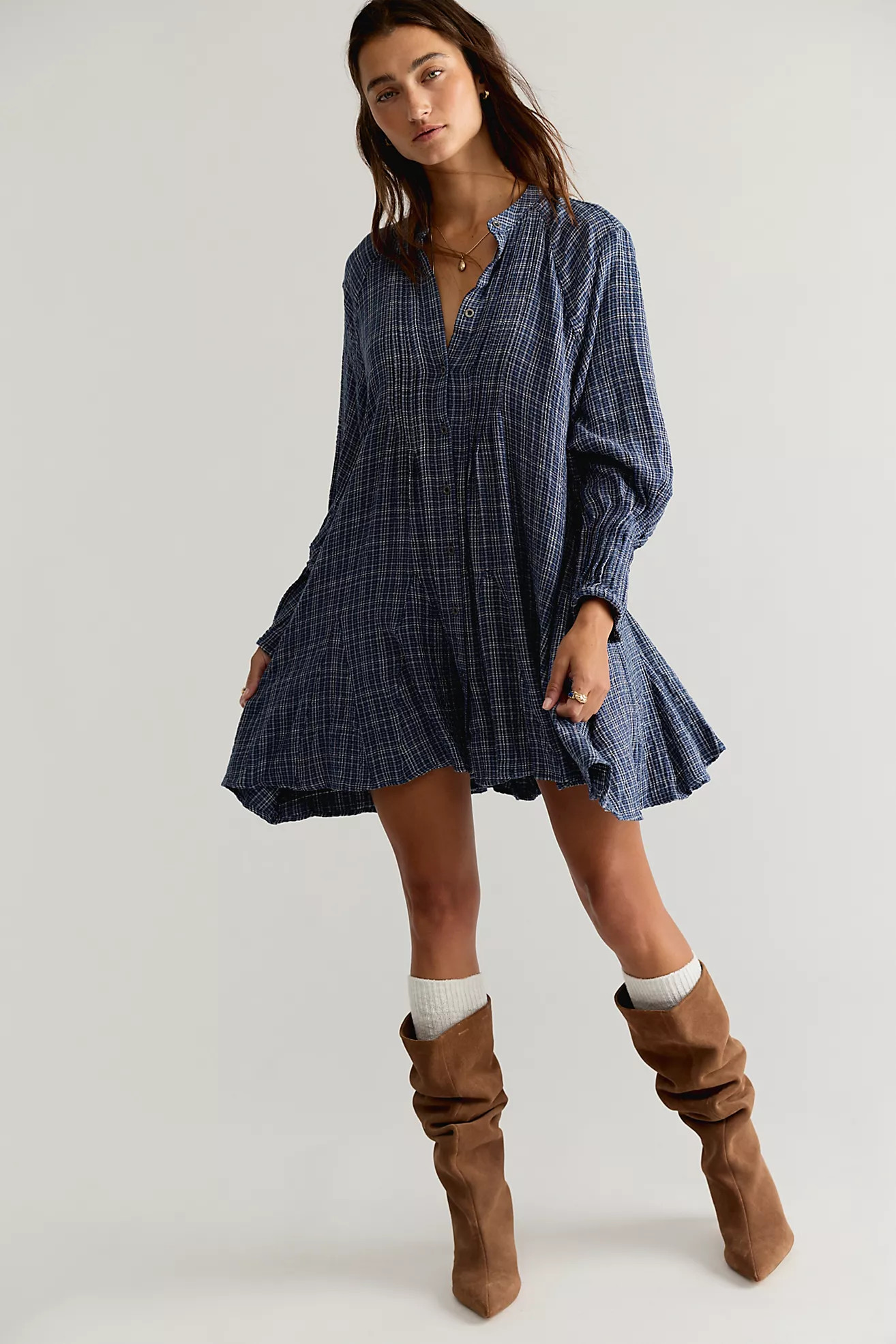 Backroads Plaid Button Down Mini Dress | Free People (Global - UK&FR Excluded)