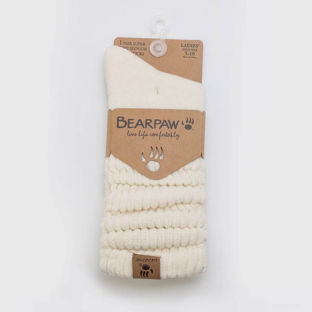 Bearpaw Women's Boot Crew Socks Rib Leg Slouch 1pk - Egret | Target