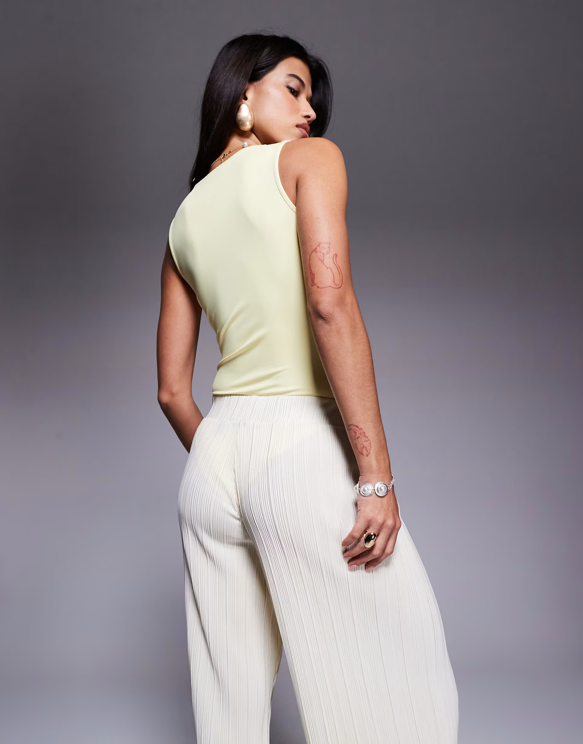 ASOS DESIGN sleeveless polyamide racer bodysuit in buttermilk yellow - YELLOW | ASOS (Global)