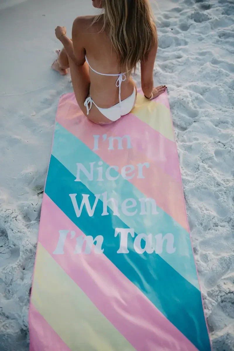 I'm Nicer When I'm Tan Reversible Pool Towel | Katydid