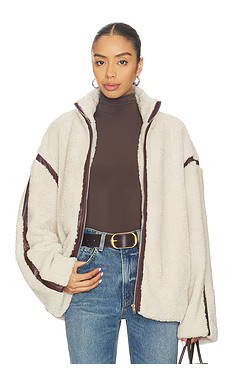 SNDYS Tatum Teddy Contrast Jacket in Beige from Revolve.com | Revolve Clothing (Global)