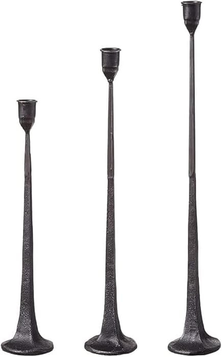 Candlestick Holder - Set of 3 Tall Cast Iron Candlesticks Holders, Farmhouse Decor | Amazon (US)