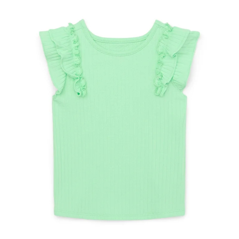 Garanimals Toddler Girl Ruffle Sleeve Rib Top, Sizes 18M-5T | Walmart (US)