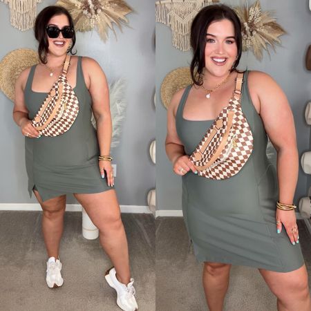 Curvy square neck athletic dress 💚☀️🌿 Casual everyday outfit inspo. Perfect on the go errands outfit. Size XL

#LTKplussize #LTKActive #LTKfitness