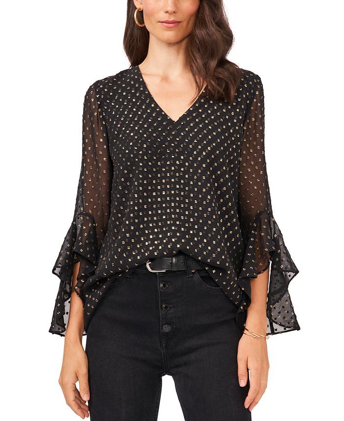 Vince Camuto Clip-Dot Bell-Sleeve Top & Reviews - Tops - Women - Macy's | Macys (US)