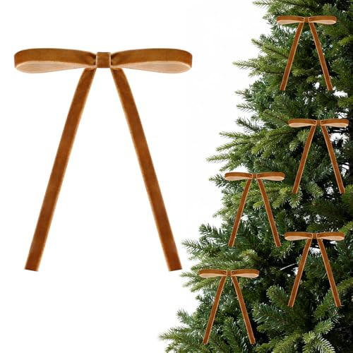 Velvet Bows for Christmas Tree, 24 Pcs 5x7 Inch Velvets Ribbon Tree Bows, Velvet Ornaments for Christmas Trees Decorations Wreath Outdoor Indoor | Amazon (US)