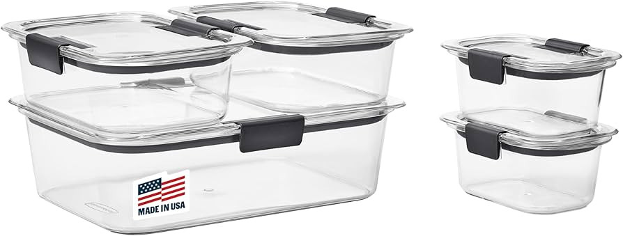 Rubbermaid Brilliance Food Storage Containers, Set of 5 (10 Pieces), BPA-Free, Leak-Proof, Clear | Amazon (US)