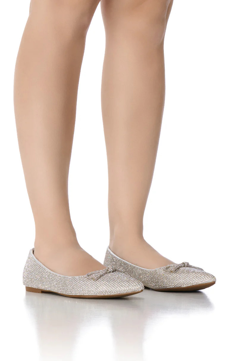 AZALEA WANG CITY LIGHTS RHINESTONE BALLET FLATS IN SILVER | AKIRA