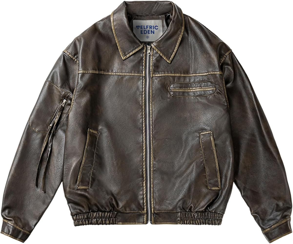 Aelfric Eden Jackets Multi Pocket Faux Leather Cropped Jacket Classic Vintage Comfy Soft Coats 20... | Amazon (US)