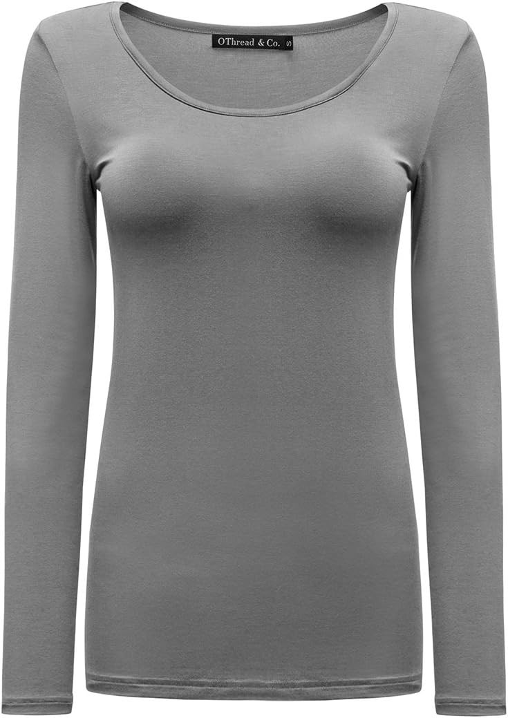 OThread & Co. Women's Long Sleeve T-Shirt Scoop Neck Basic Layer Stretchy Shirts | Amazon (US)