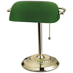 Decia Polished Brass and Green Glass Banker's Desk Lamp | Lamps Plus