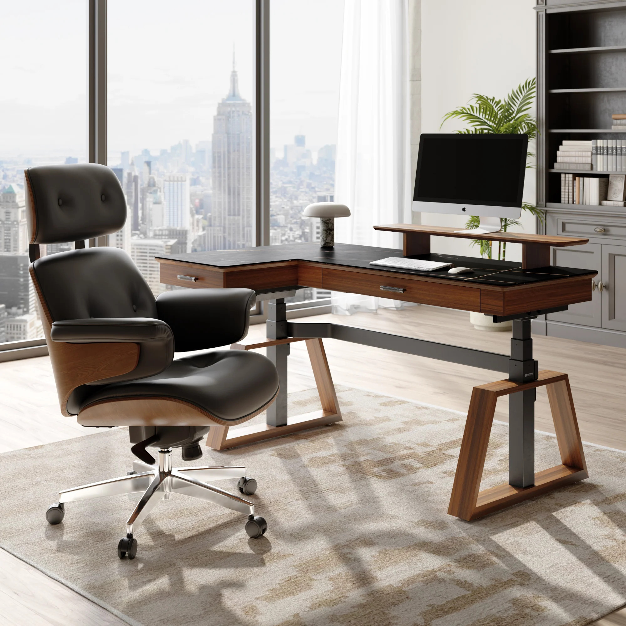Executive Office Set:  Ark Standing Desk & Premium Executive Chair - Ark+Mathias / Left Side | Eureka Ergonomic