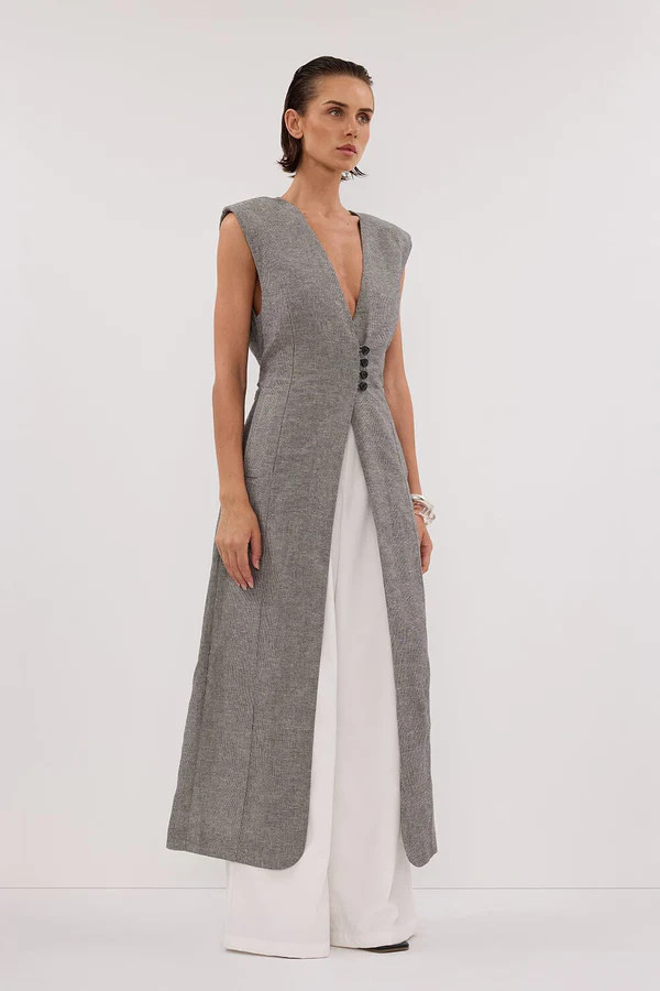 ELIAS CHARCOAL LONGLINE VEST | DISSH