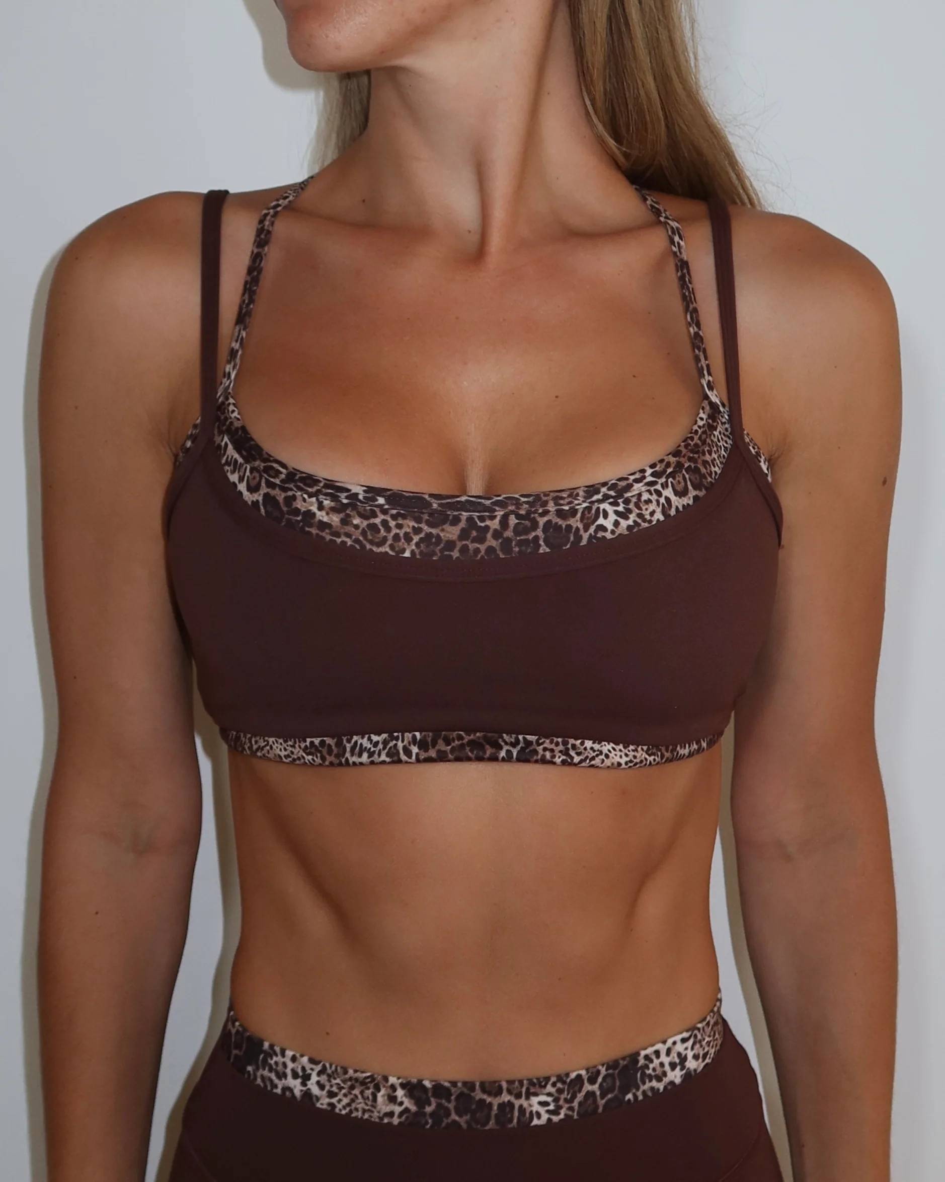 Double Layer Sporty Scoop Bra - Mocha Brown & Wild Side | Liaison the Label