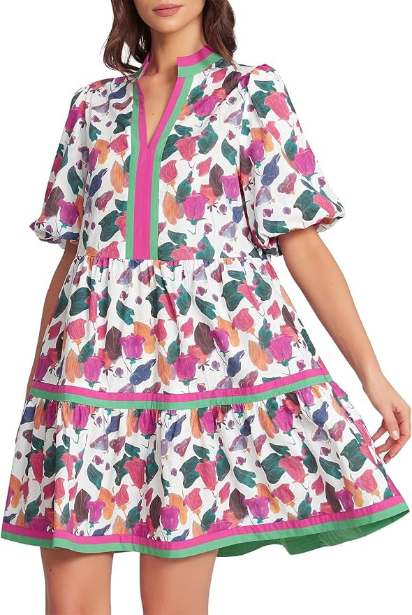 EZAPINE Babydoll Dress for Women Puff Sleeve Mini Dresses with Pockets | Summer,Spring,Bubble Sle... | Amazon (US)