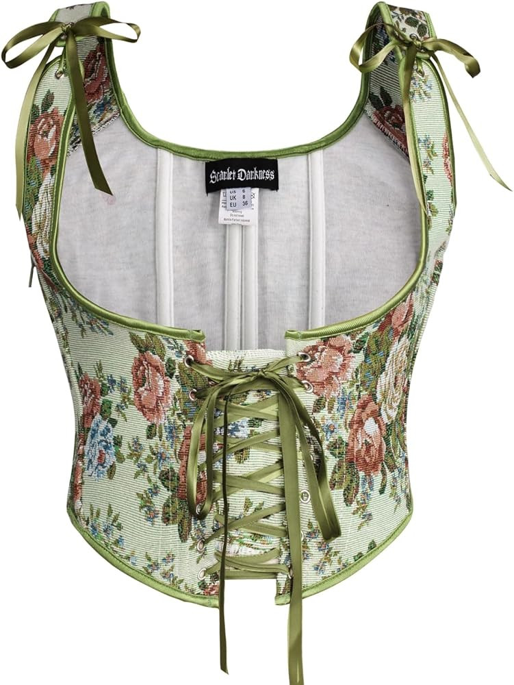 Scarlet Darkness Women's Renaissance Corset Floral Underbust Corset Tops Vintage Boned Corset | Amazon (US)