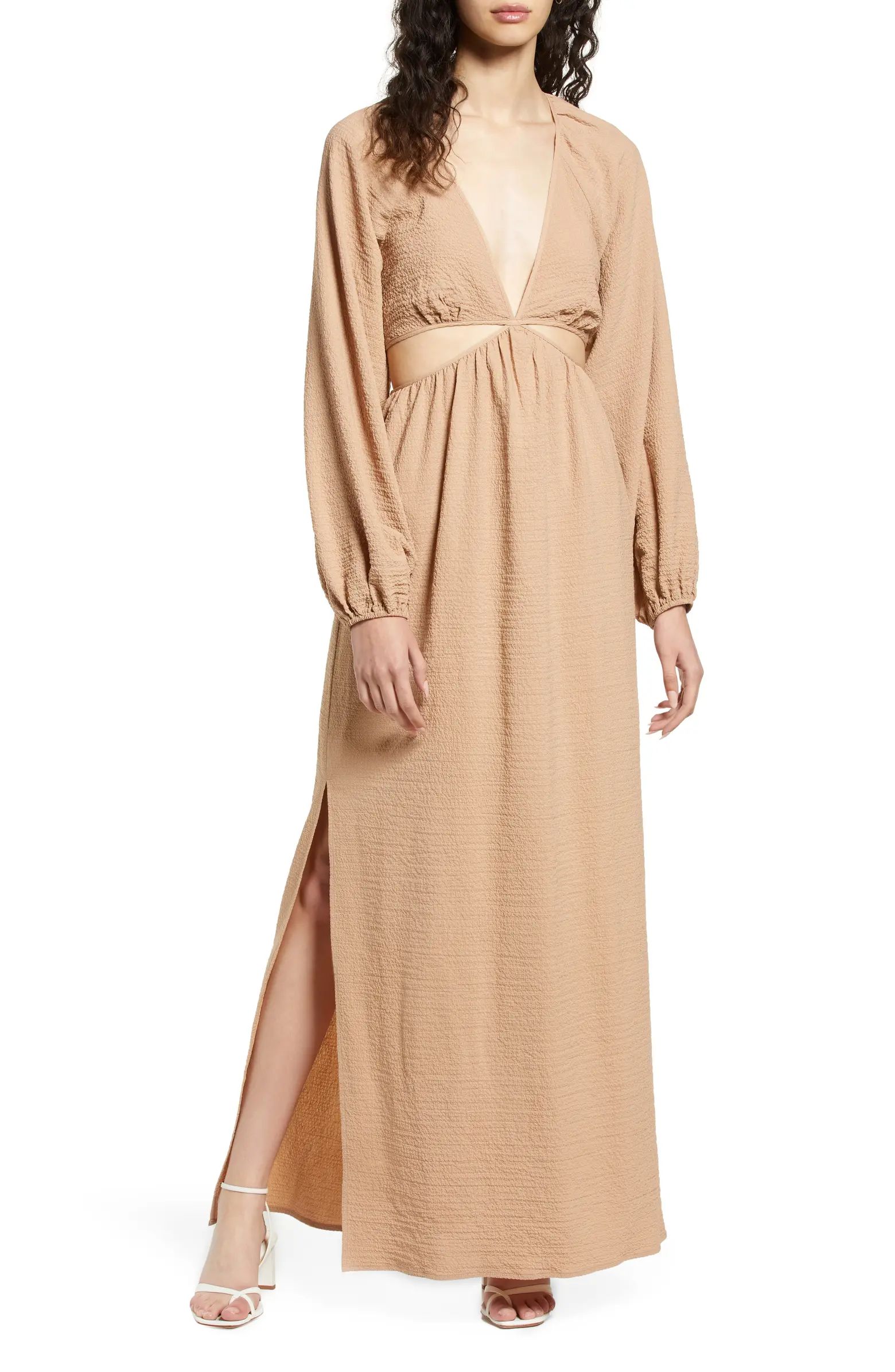 FLORET STUDIOS Long Sleeve Cutout Waist Maxi Dress | Nordstrom | Nordstrom