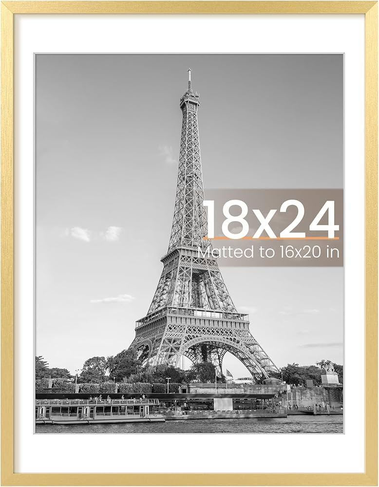 upsimples 18x24 Picture Frame, Display Pictures 16x20 with Mat or 18x24 Without Mat, Wall Hanging... | Amazon (US)