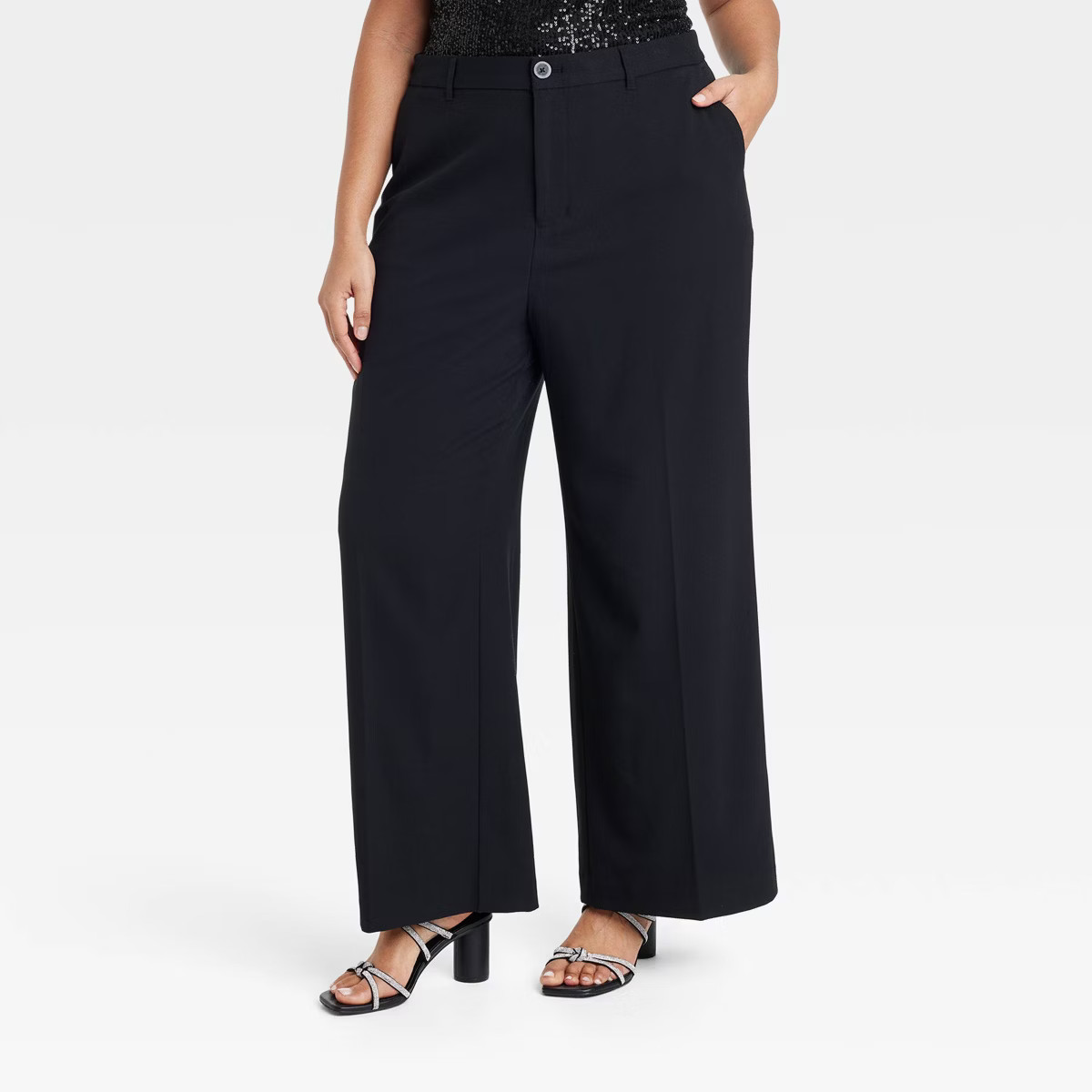 Women's Mid-Rise Wide Leg Pants - Ava & Viv™ Black | Target