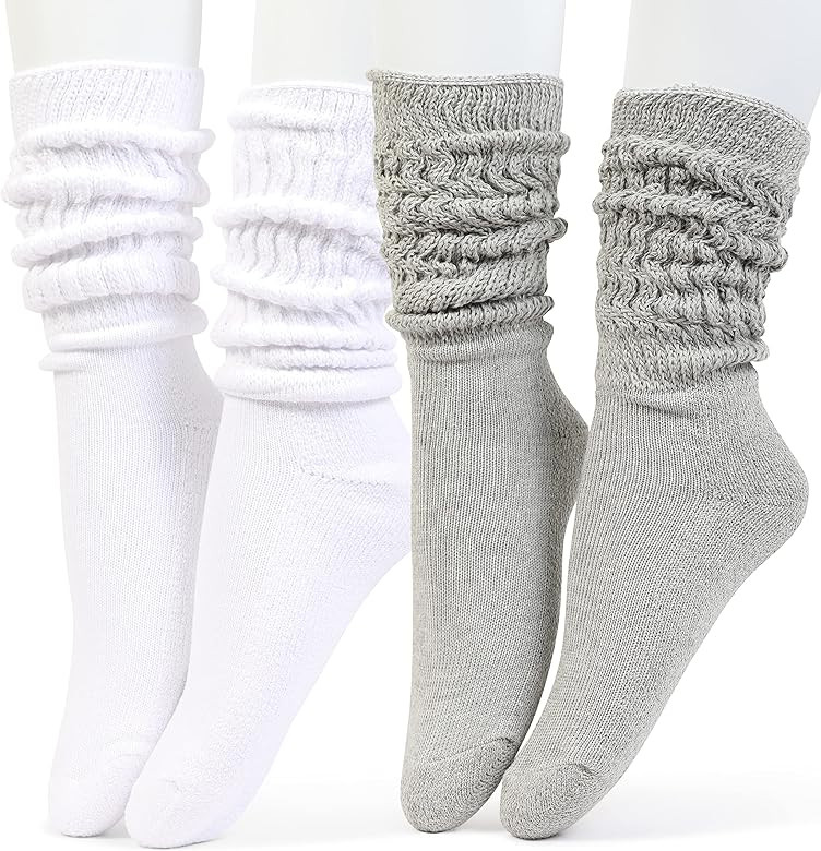 HOT FEET Slouch Socks Women 2 Pairs Extra Long Stacked Boot Socks for Women - 80s 90s Colorful Sc... | Amazon (US)