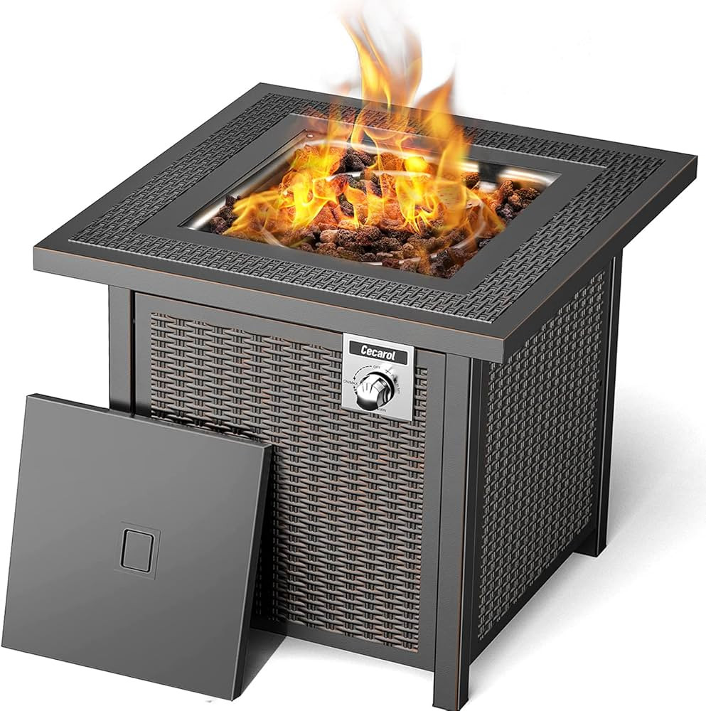 Cecarol Gas Propane Fire Pit With Lid And Lava Rock, 50,000 BTU | Amazon (US)