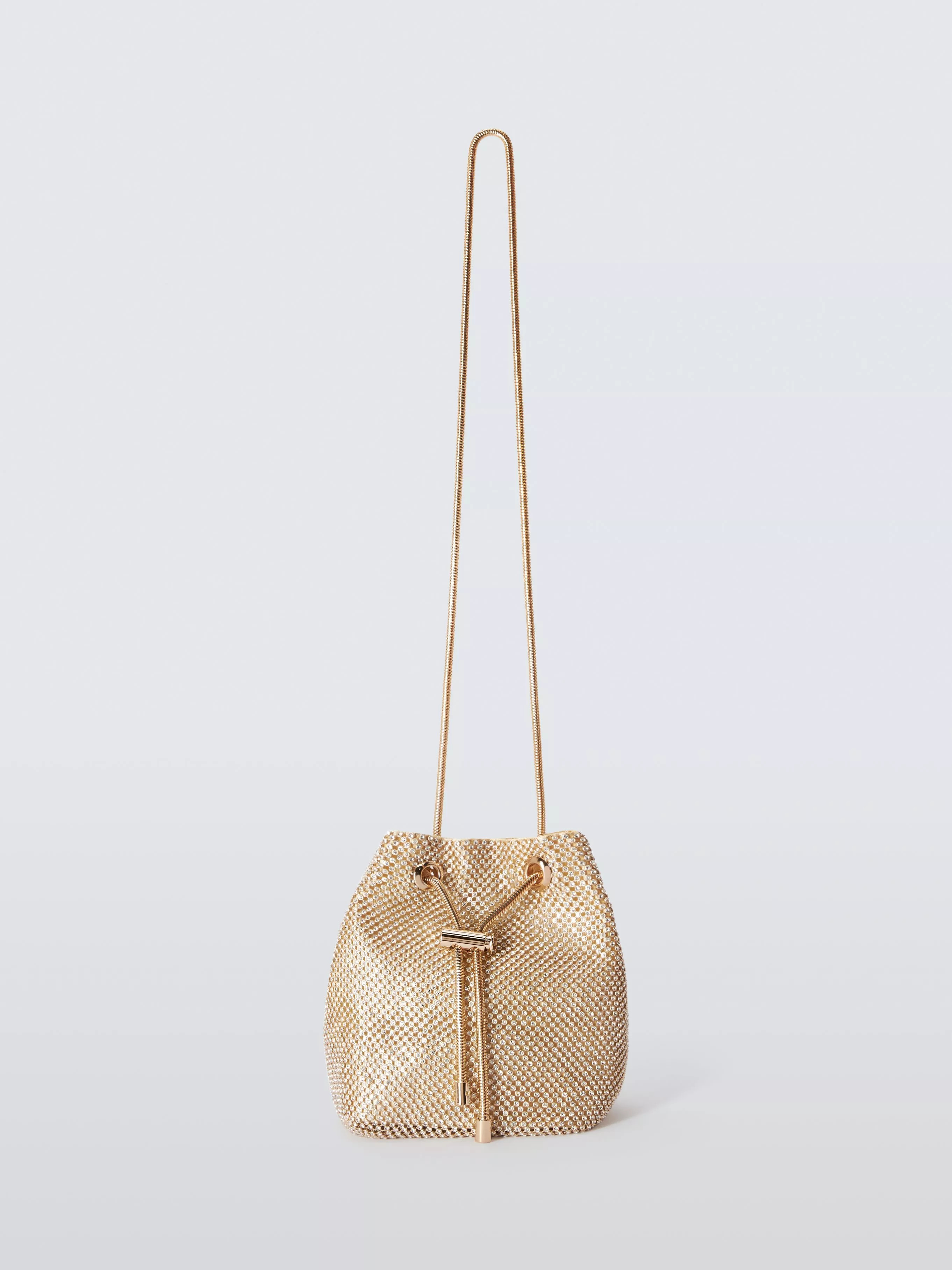 John LewisRhinestone Mesh Chain Clutch Bag, Gold | John Lewis (UK)