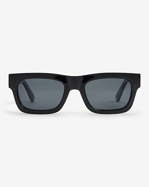 Black Thick Rectangle Frame Sunglasses | Express