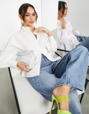 ASOS Edition pleated waist shirt in white | ASOS (Global)