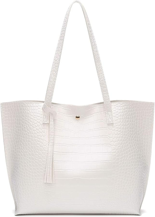 Dreubea Women's Soft Faux Leather Tote Shoulder Bag from, Big Capacity Tassel Handbag | Amazon (US)