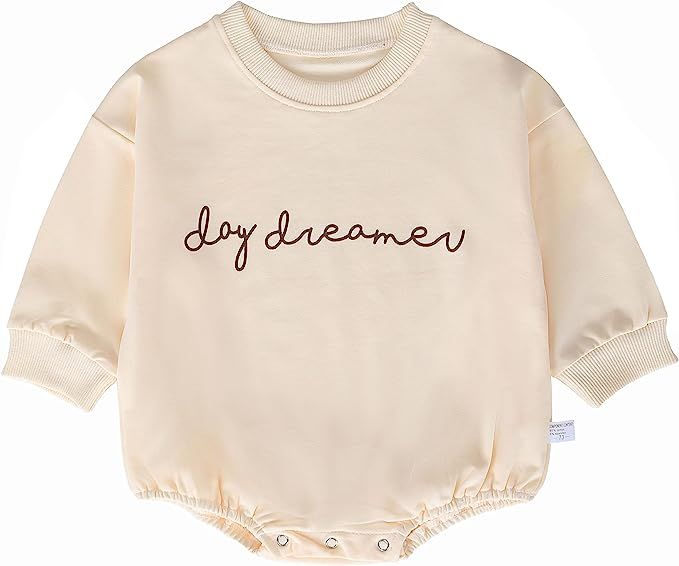 Baby Girl Boy Crewneck Sweatshirt Romper, Long Sleeve Rainbow Pullover Sweater Top Warm Fall Wint... | Amazon (US)
