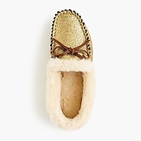 Women's lodge moccasins in metallic gold | J. Crew US