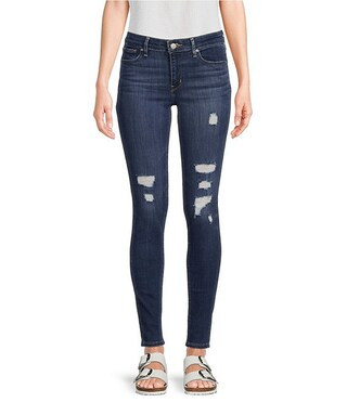 Levi's® 711 Mid Rise 30' Inseam Destructed Skinny Jeans | Dillard's