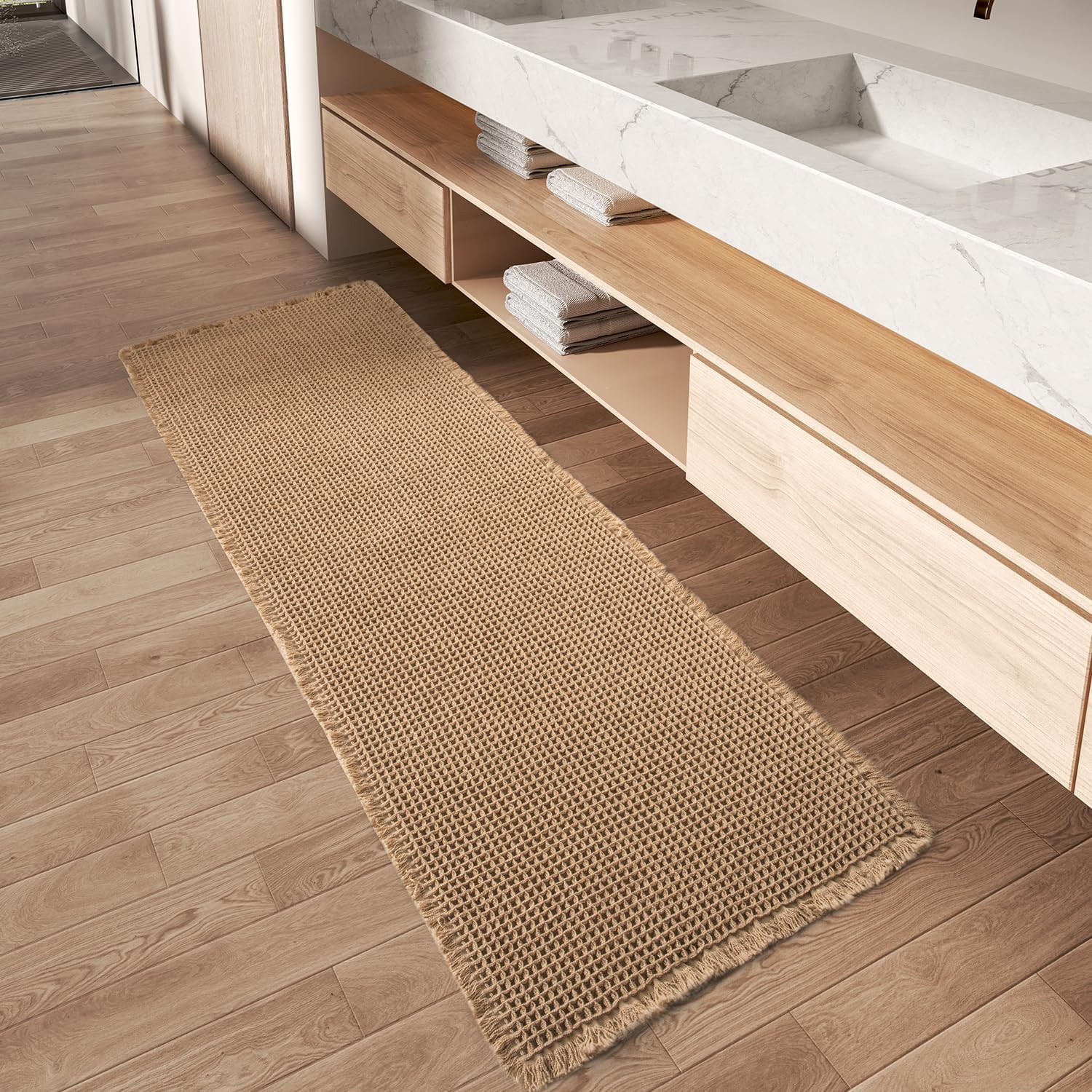AMOAMI Upgraded Waffle Runner Rug, Super Absorbent Non Slip Bath Mats for Bathroom Floor, Machine... | Amazon (US)