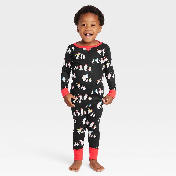 Toddler Holiday Penguins Print Matching Family Pajama Set - Wondershop™ Black | Target