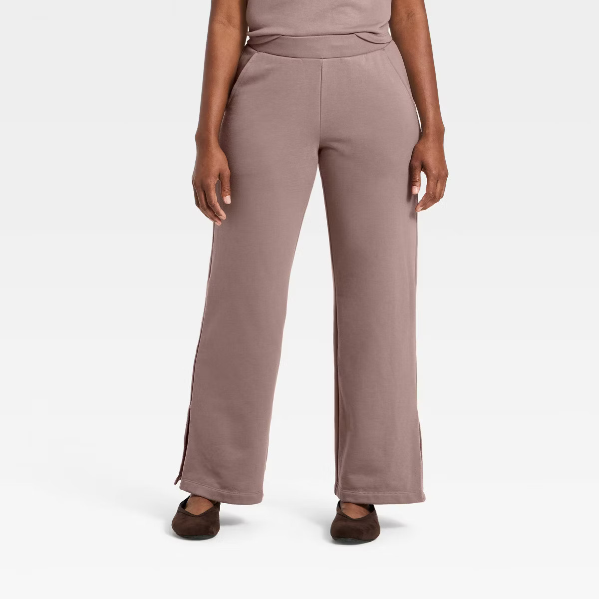 Women's Mid-Rise Wide Leg French Terry Pants - A New Day™ | Target
