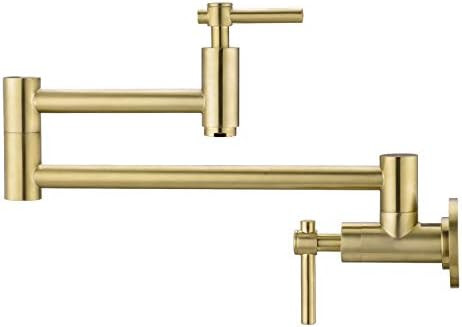 BZOOSIU Pot Filler Faucet Wall Mount, Double Joint Swing Arms Solid Brass Folding Faucet, Single ... | Amazon (US)