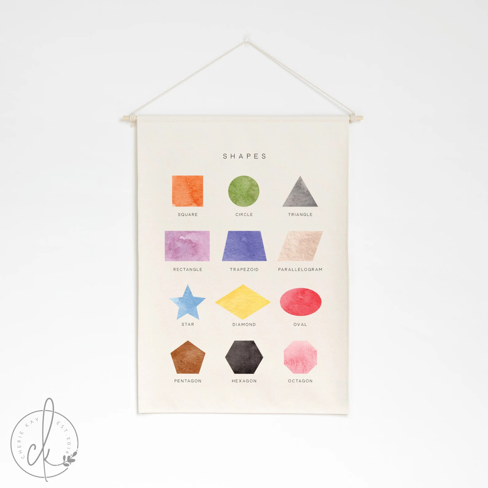 Shapes Learning Chart | Dowel Rod Canvas | Classroom Decor | Homeschool Decor | Playroom Wall Dec... | Etsy (US)