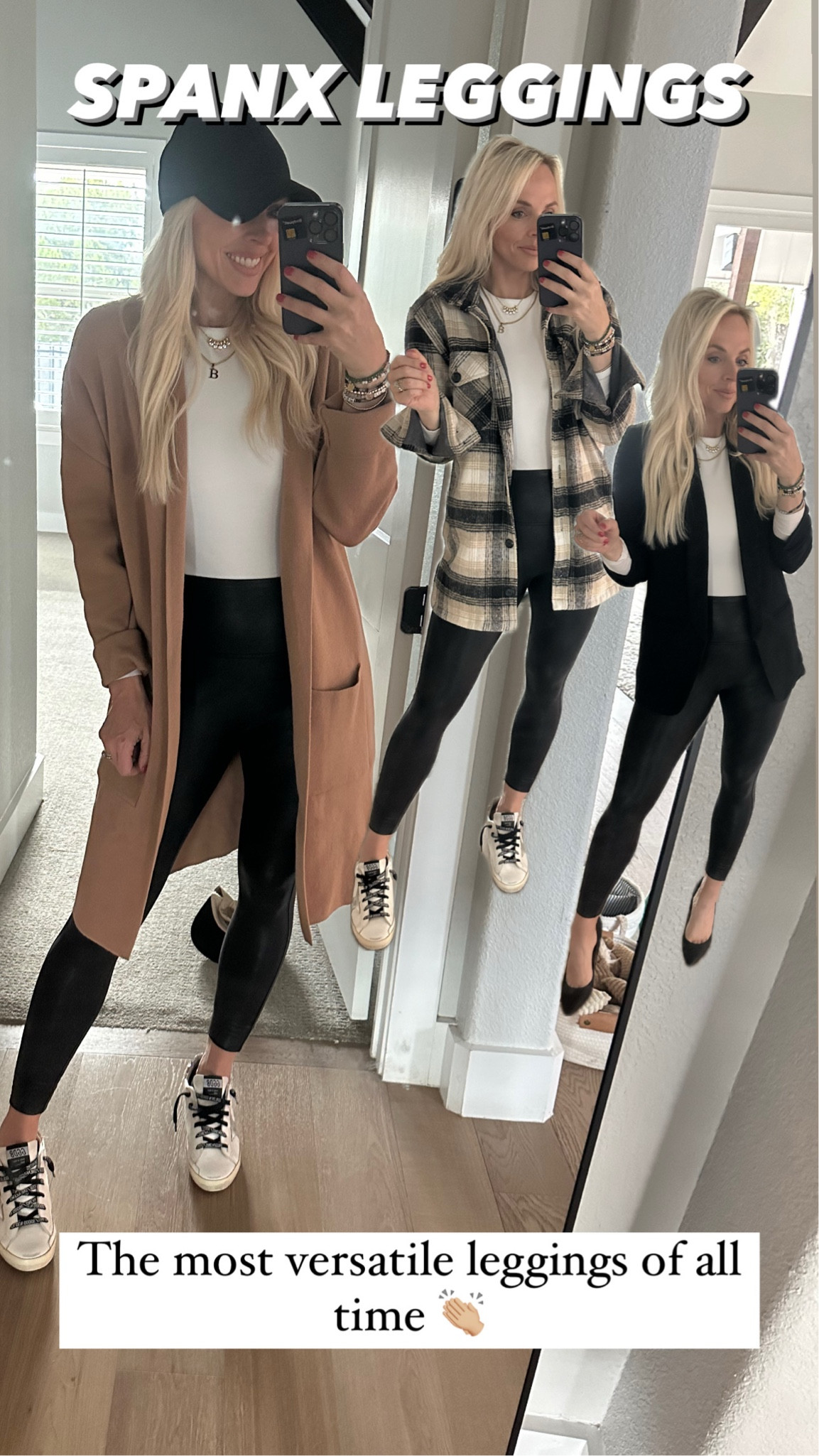 Spanx faux leather leggings are 50% off!! Wearing a size medium. 

#LTKHoliday #LTKCyberWeek #LTKStyleTip