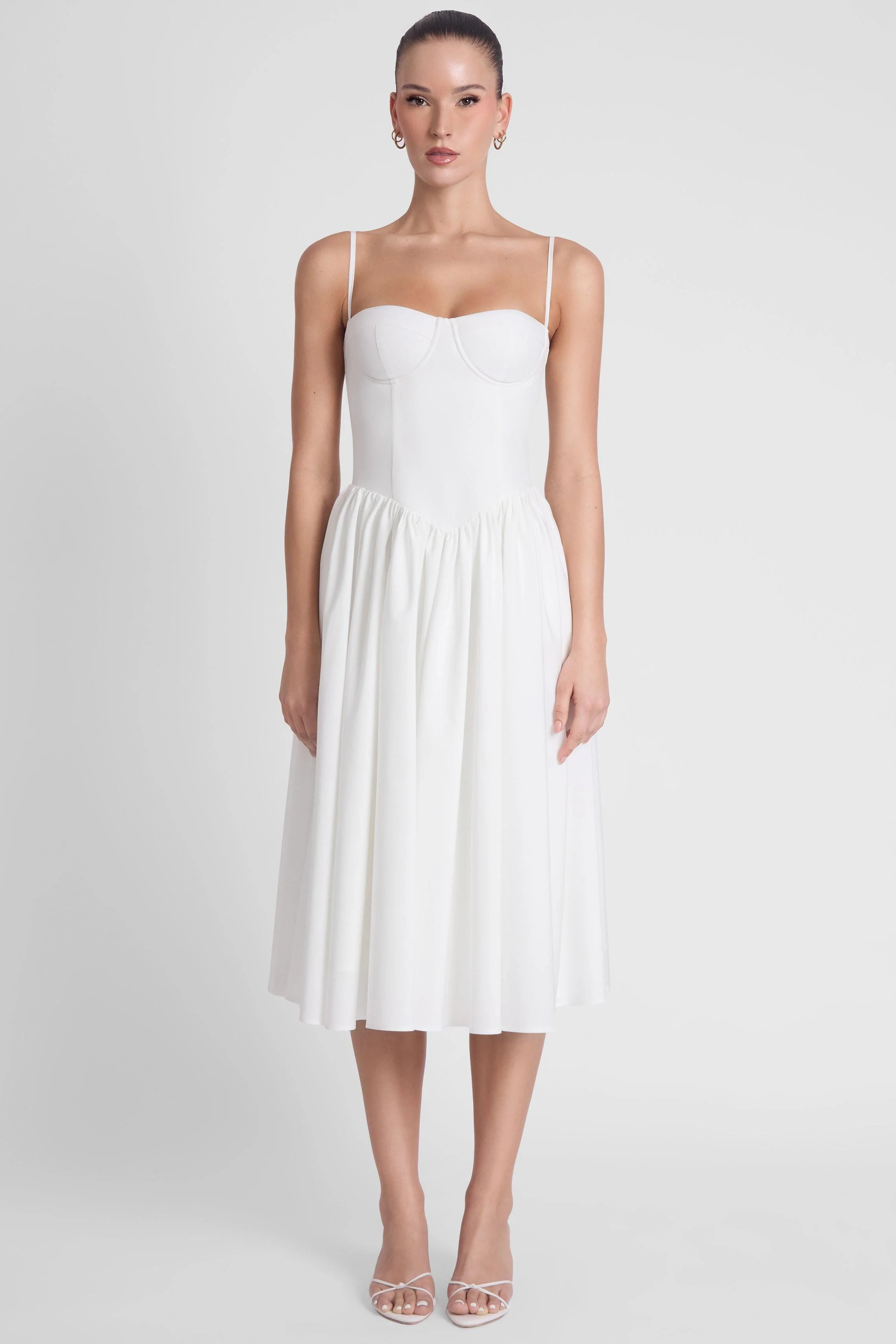 Ballerina Bustier Midi Dress - White | LEAU (US)