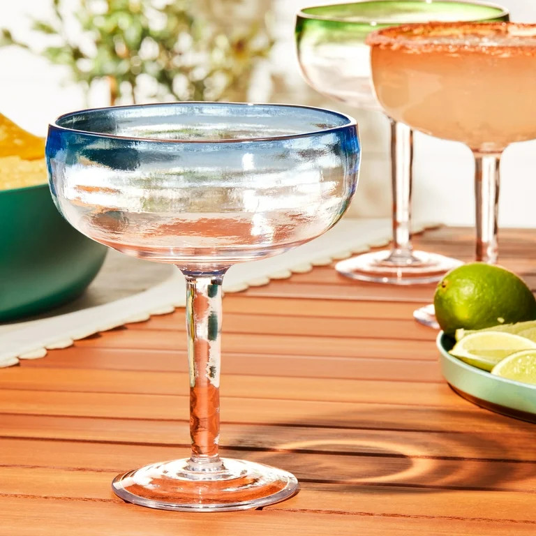 Mainstays by Becky G. & Alejandra 18-Ounce Acrylic Margarita Glass, Blue Rim | Walmart (US)