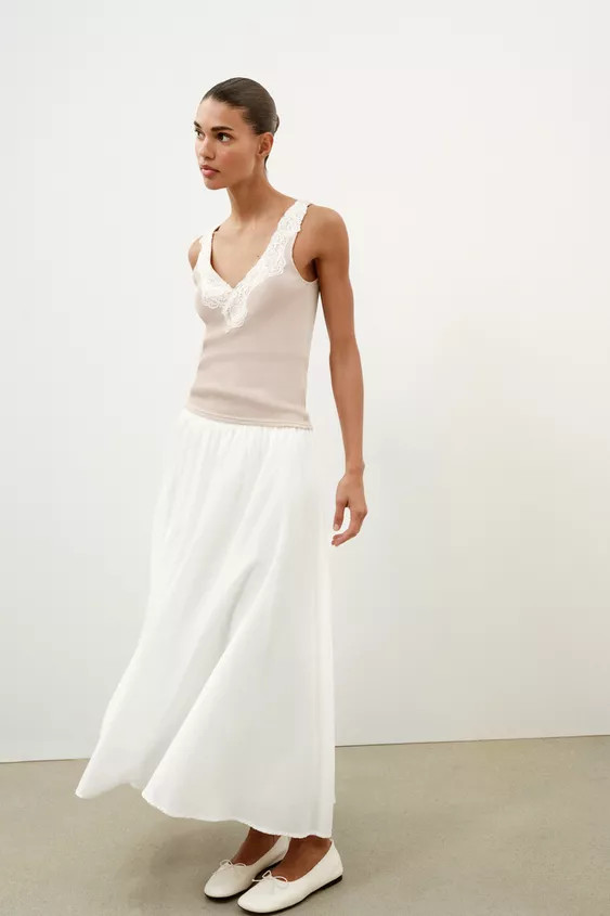 LACE RIBBED TOP | Zara US