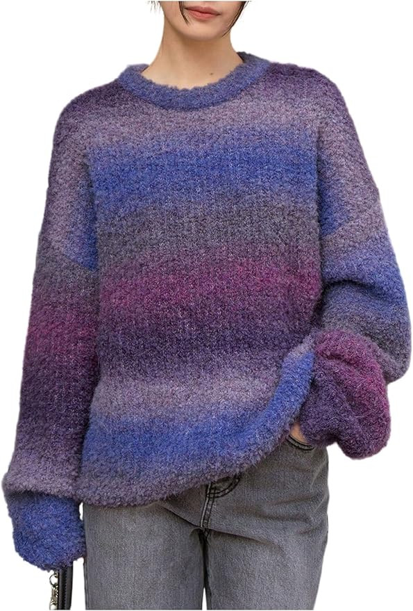 SOLY HUX Women's Vintage Long Sleeve Sweater Crew Neck Knitted Pullover Sweaters Oversized Tops W... | Amazon (US)