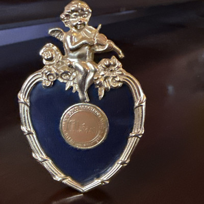 Elias 18 K. Gold Electroplated Sterling Pewter Easel Photo Frame Cherub on Heart | eBay | eBay US