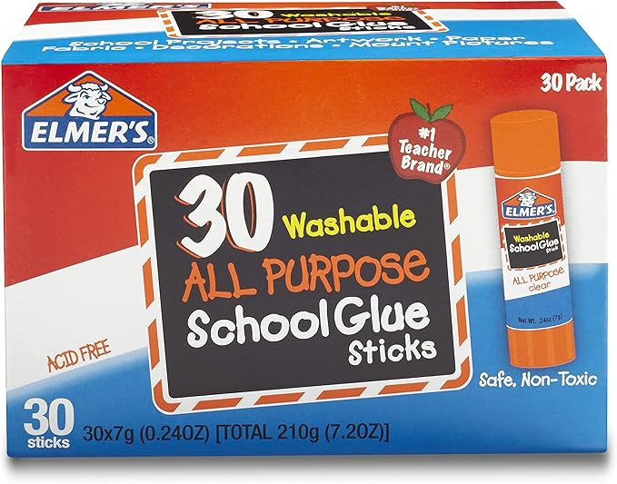 Elmer's All Purpose School Glue Sticks, Washable, 7 Gram, 30 Count | Amazon (US)