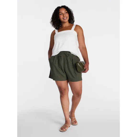 Time and Tru Women's Linen Blend Shorts, Sizes XS-XXXL | Walmart (US)