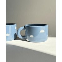 Cloud Mug, Unique Blue Sky Porcelain Cute Coffee Mugs, Aesthetic Gift For Women, Handmade Pottery Valentine Her & Him | Etsy (US)