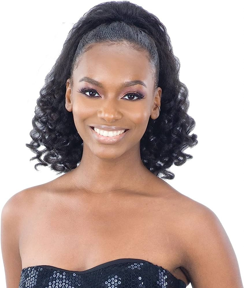 Freetress Equal Synthetic Drawstring Ponytail - NATURAL GIRL (MED ROD) (1 Jet Black) | Amazon (US)