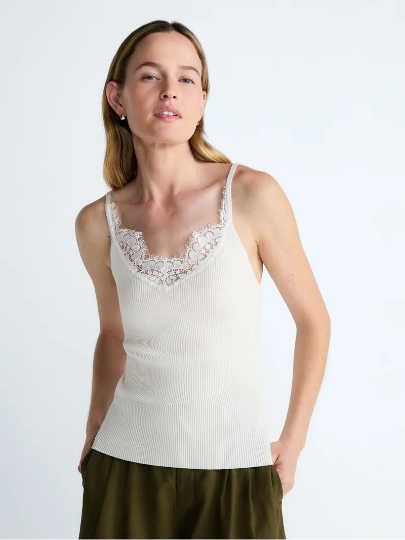 Scoop Women’s Sweater Lace Cami, Sizes XS-XXL | Walmart (US)