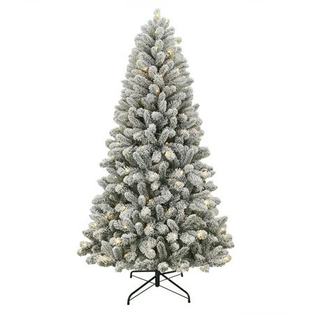 6.5' Pre-Lit Green Flocked Frisco Pine Artificial Christmas Tree with 250 Color-changing LED Lights, by Holiday Time | Walmart (US)