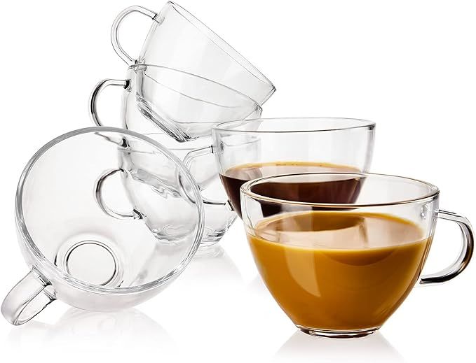 CREATIVELAND Coffee Mug,Clear Glass Coffee Mugs,Jumbo 14oz Clear Glass Cup Wide Mouth Large Glass... | Amazon (US)